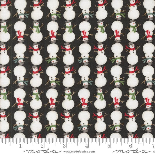 Winter Friends - Stacked Snowmen Novelty Stripe Snowman Winter Charcoal Black