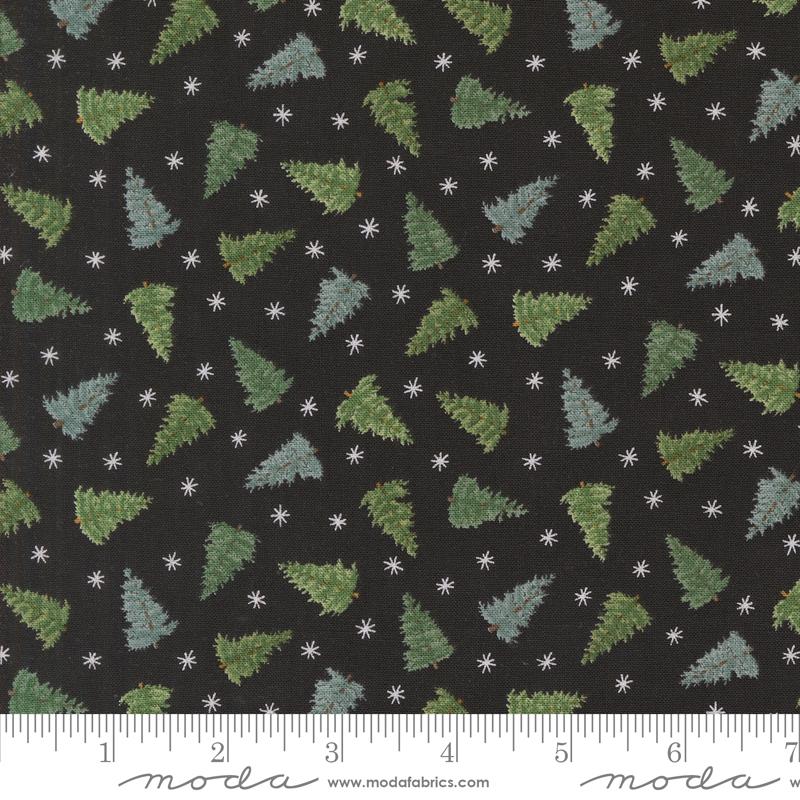 Winter Friends - Tossed Trees Novelty Christmas Trees Snowflake Charcoal Black