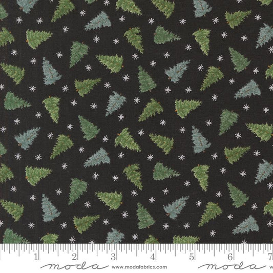 Winter Friends - Tossed Trees Novelty Christmas Trees Snowflake Charcoal Black