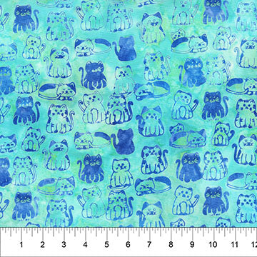 Meow Meow - Kitties Seafoam