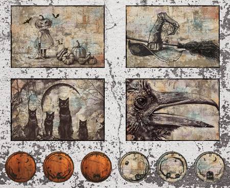 Scary Spice - Sepia Placemat Project Panel 12 x 18 Inch and 6 Inch labels/mugrugs 36 Inch