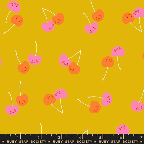 Trinketry - Cherry Friends Novelty Fruit Food Kitchen Retro Childrens Goldenrod