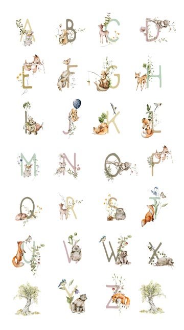 Story Book - Alphabet White (24" Panel)