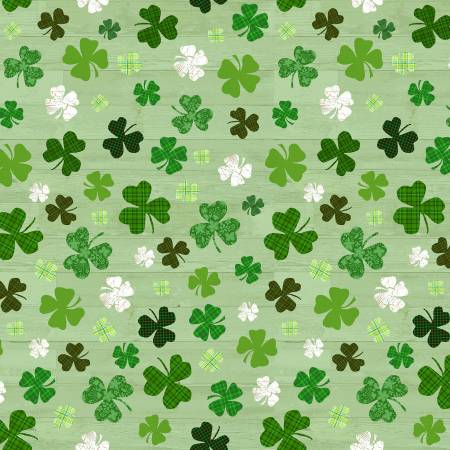Hello Lucky Green Clover on wood grain