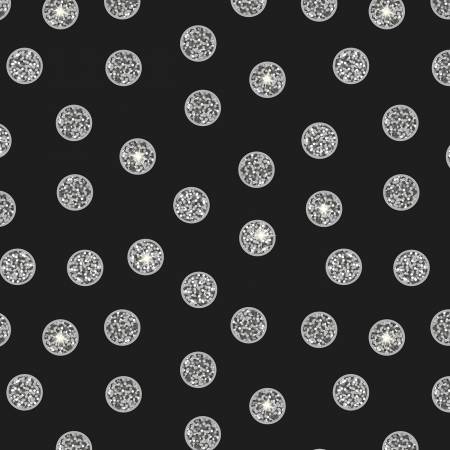 Disco! - Black Disco Dots with Silver Metallic