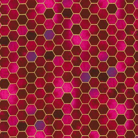 Golden Vibes - Hexagon Fuchsia w/Metallic