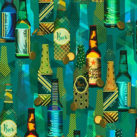 Happy Hour - Beer Bottles Teal w/Metallic