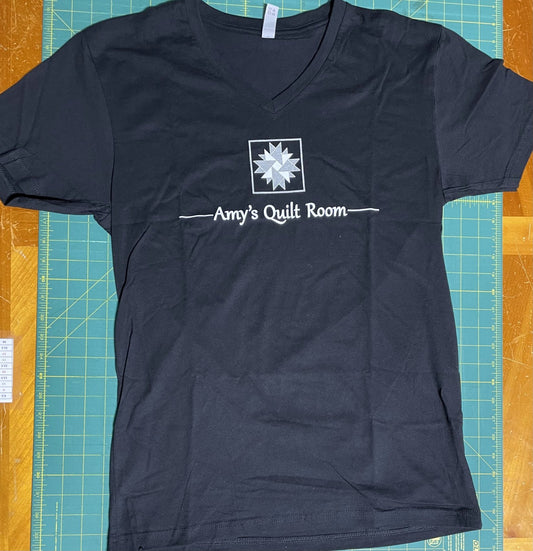 AQR V Neck T-Shirt with Silver Shimmer Logo