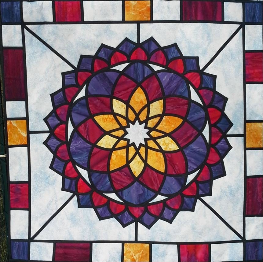 Atomic Lotus Stained Glass Quilt Pattern
