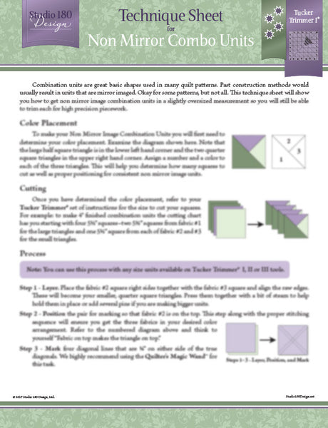 Non Mirror Combo Unit Technique Sheet