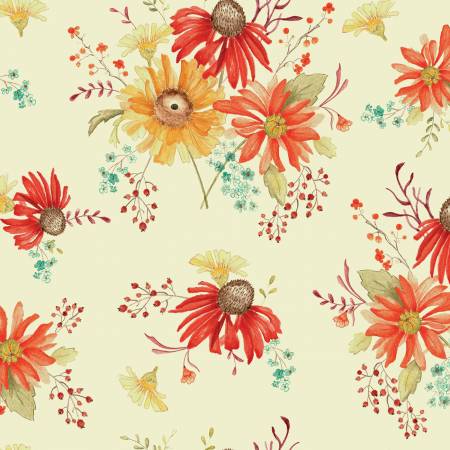 Adel in Autumn - Large Floral on Cream (C10820)