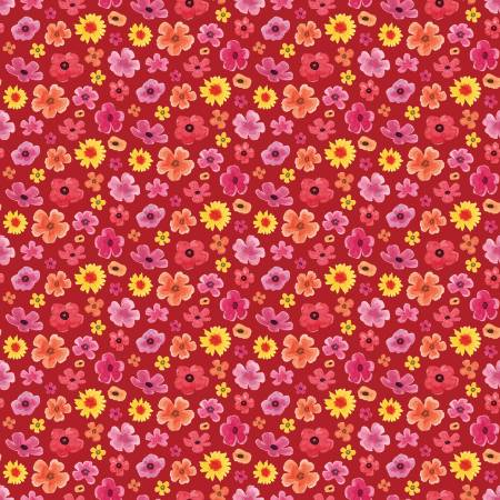 Monthly Placemats February Flower Toss Red