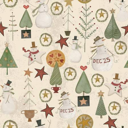 Kringle Jacks And Trees Cream C13441 Riley Blake