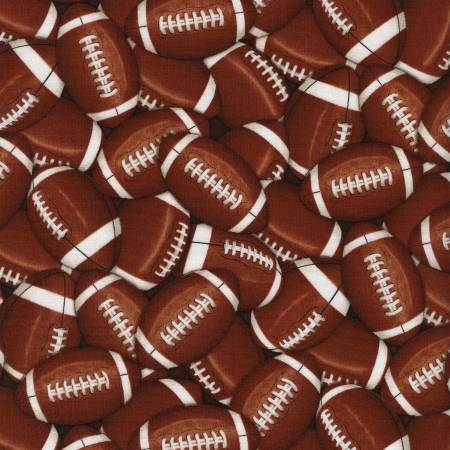 Brown Footballs by Timeless Treasures