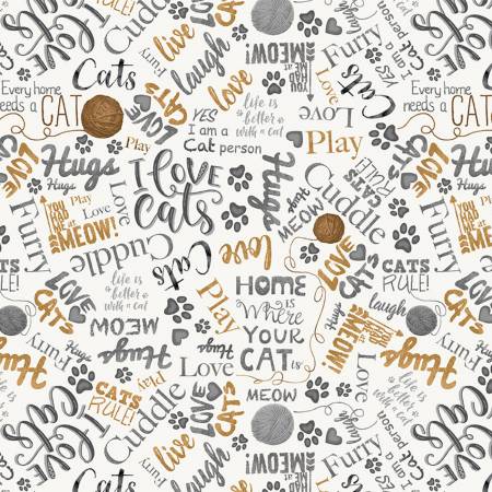 Cats - Natural Ball Of Yarn And Text