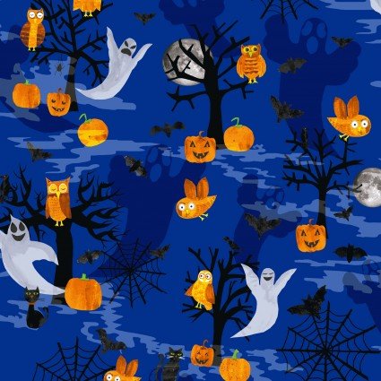 Haunted Hollow - Spooky Forest Royal Blue