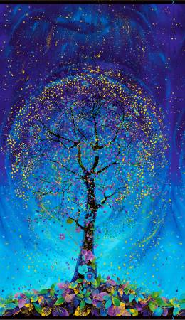 Blue Utopia Metallic Tree Panel Cut
