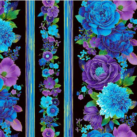 Black Utopia Metallic Florals 11" Stripe