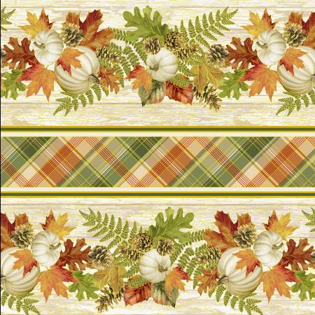 Autumn Symphony - Cream White Metallic Harvest 11in Stripe