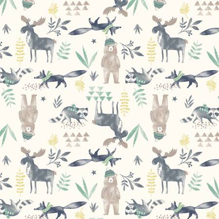 Cream Moose & Friends by Michael Miller