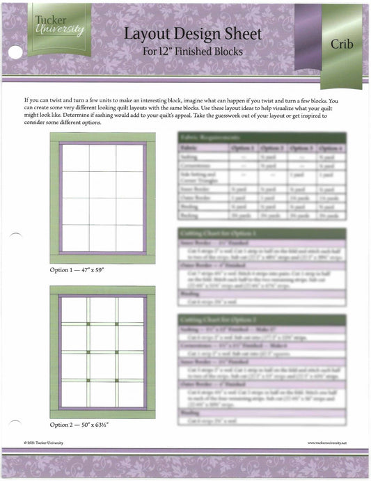 Crib Layout Design Sheet for 12" Blocks