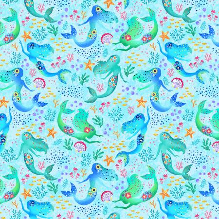 Marine Life - Aqua Mer-mazing by Michael Miller