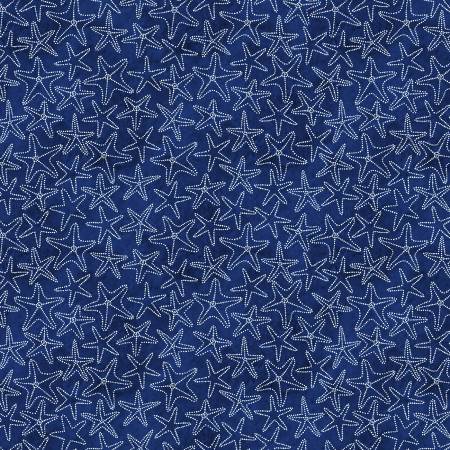Navy Sea Stars by Michael Miller