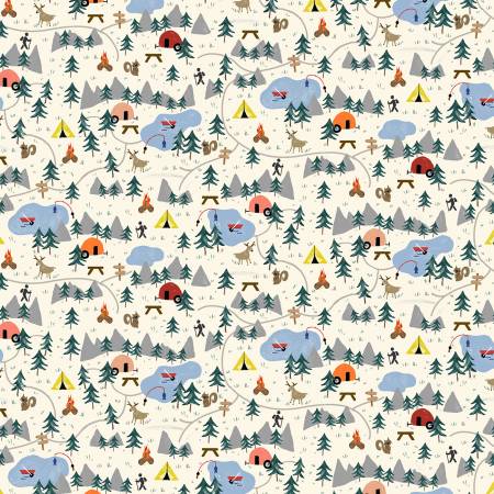 Cream Parks & Recreation - Camping Life by Michael Miller