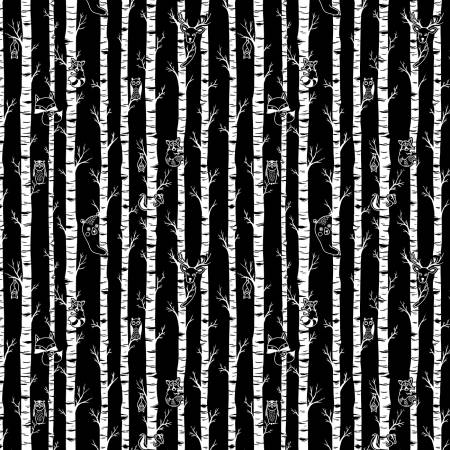 Light Up My World - Black Moonlit Forest Glow in the Dark by Michael Miller