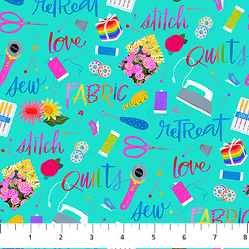 Quilt Retreat - Sewing Notions - Turquoise Multi DP25150-64