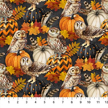 Night Owl - Owl & Feathers Charcoal Multi