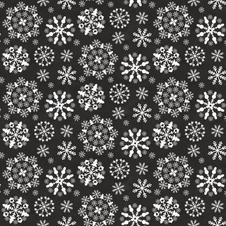 Hello Winter  - Flannel Snowflakes Black