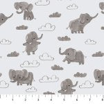 Lucky Day Flannel - Elephants Gray