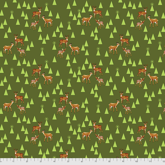 Tula Pink Holiday Homies Flannel - Road Trip - Pine Fresh
