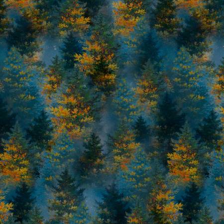 Fireside Serenity - Allover Trees Blue