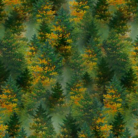 Fireside Serenity - Allover Trees Green