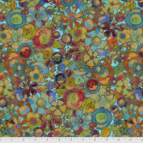 Flourish - Teal Blossoms - by Sue Penn - Free Spirit