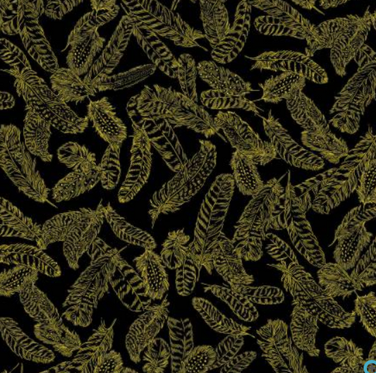 Gilded Feathers Gold on Black 14034M-98