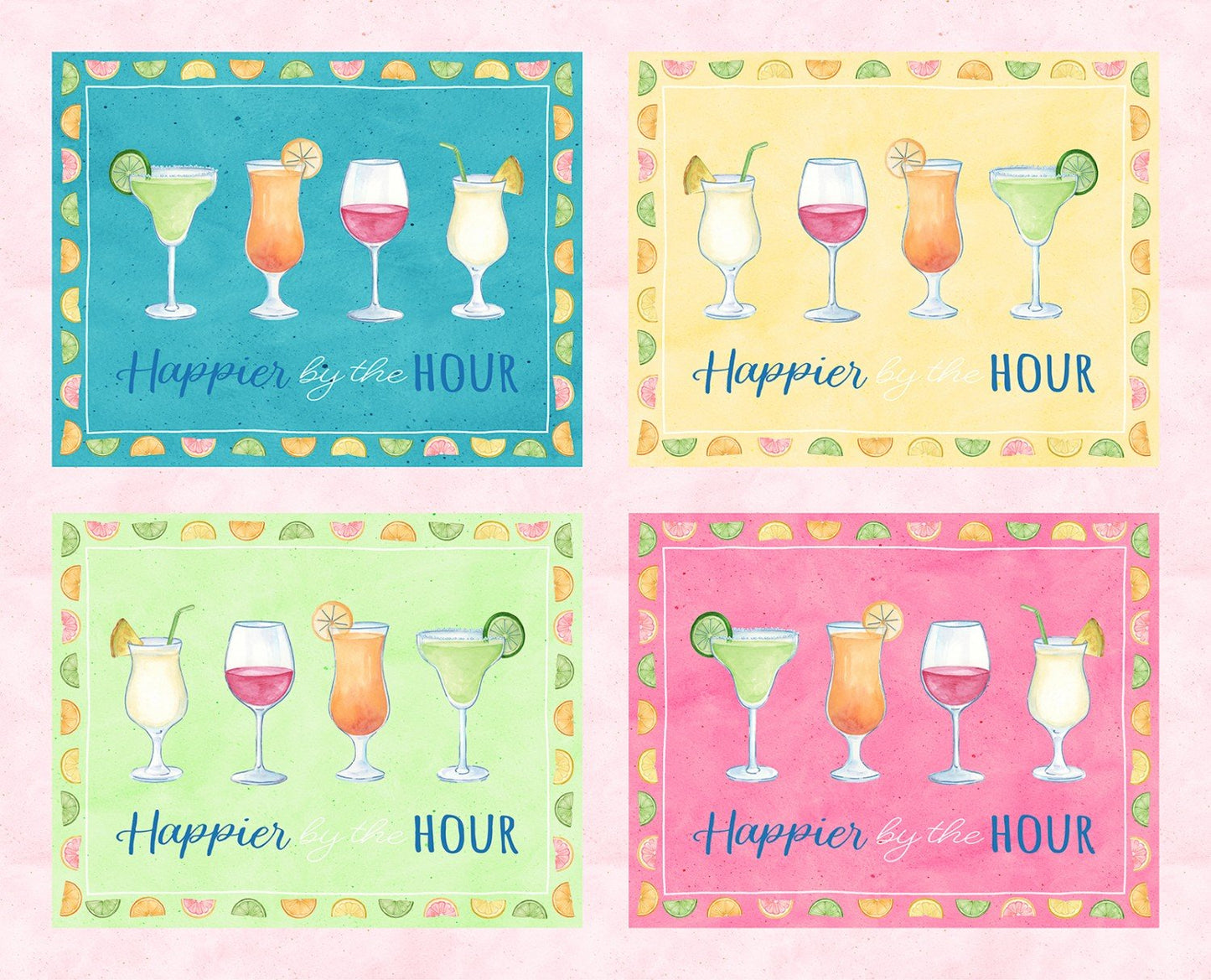 Happier by the Hour Drinks Placemats Panel HBTH 04850 PA