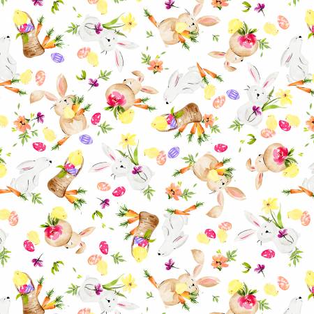 Hoppy Easter - White Tossed Bunnies