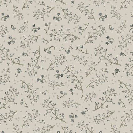 A Beautiful Day - Beige/Navy Delicate Tossed Vines