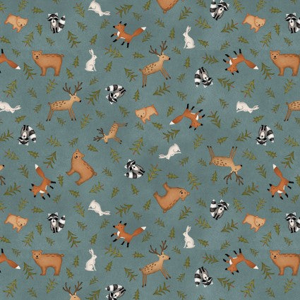 The Mountains are Calling Flannel - Teal Animal Toss