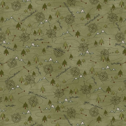 The Mountains are Calling Flannel - Green Mixed Media Mountain Trail