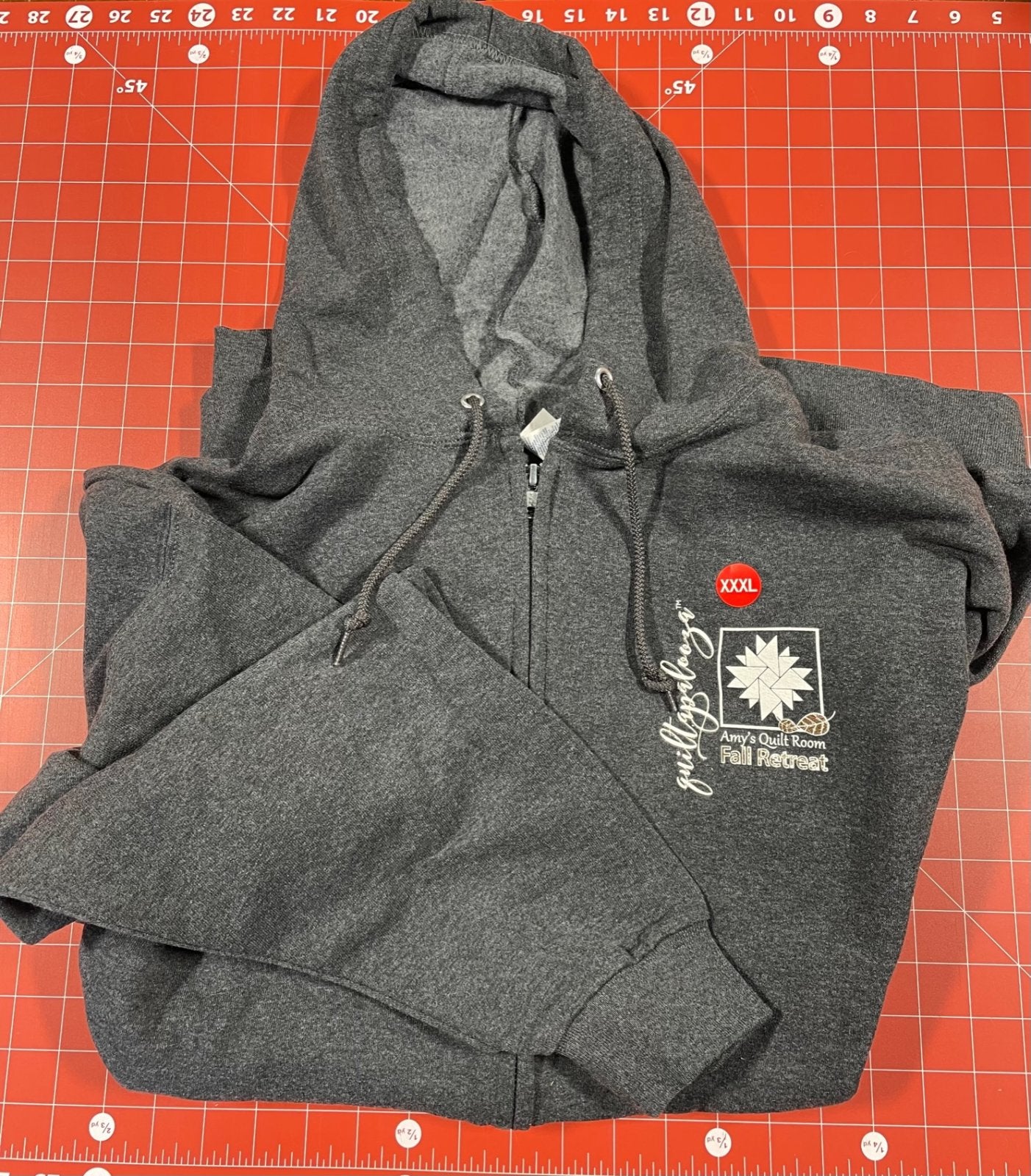 Fall Quiltapalooza Zip Up Hoodie - Dark Gray