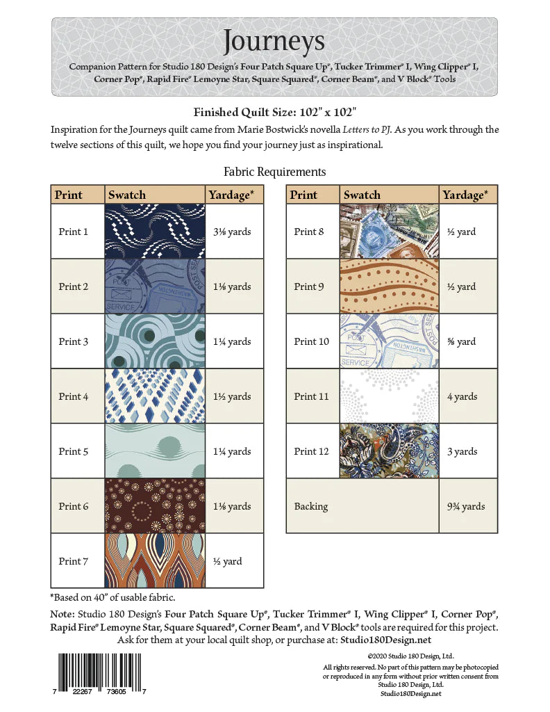 Journeys Block of the Month Pattern by Studio 180
