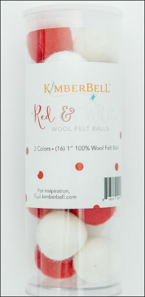 Kimberbell Wool Felt Balls Red&White KDKB1239