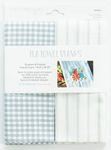 Tea Towels, Gingham & Pinstripe -Grey/Cream -Set 2