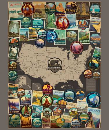 National Parks - 36in x 43in USA Vertical Map Poster Panel