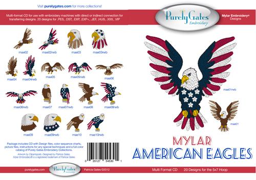 Mylar American Eagles Machine Embroidery CD