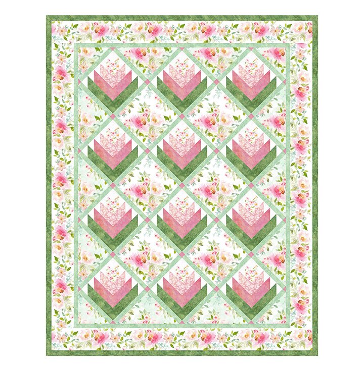 Floral Log Cabins Quilt Pattern